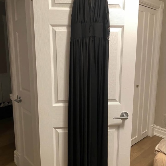 R&M Richards Womens Long Beaded Waist Gown Prom Dress Black Size 6 - Picture 6 of 7